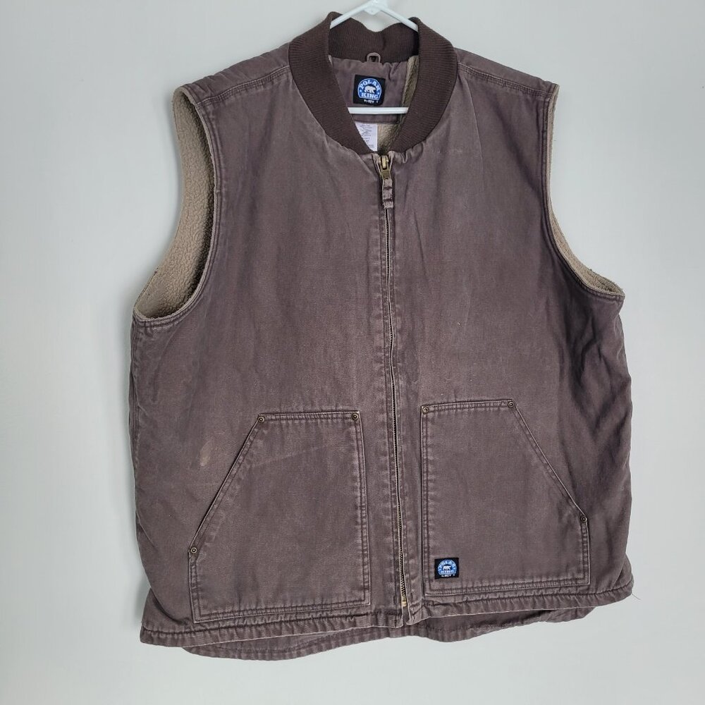 Polar King Key Vest Mens 2X-Large Tall 2XLT Sherpa Lined Brown Canvas Workwear